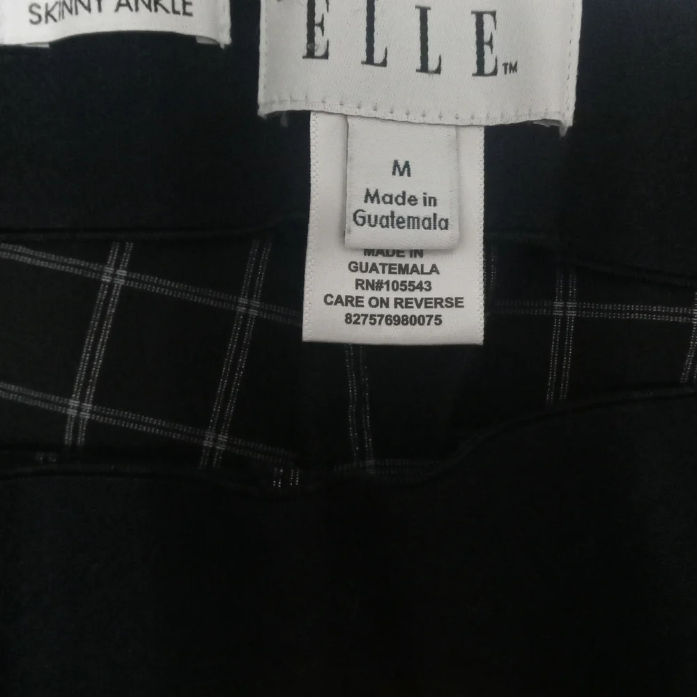 Elle Women's Black & White Plaid Skinny Ankle Pants Trousers Size Medium - Picture 6 of 6